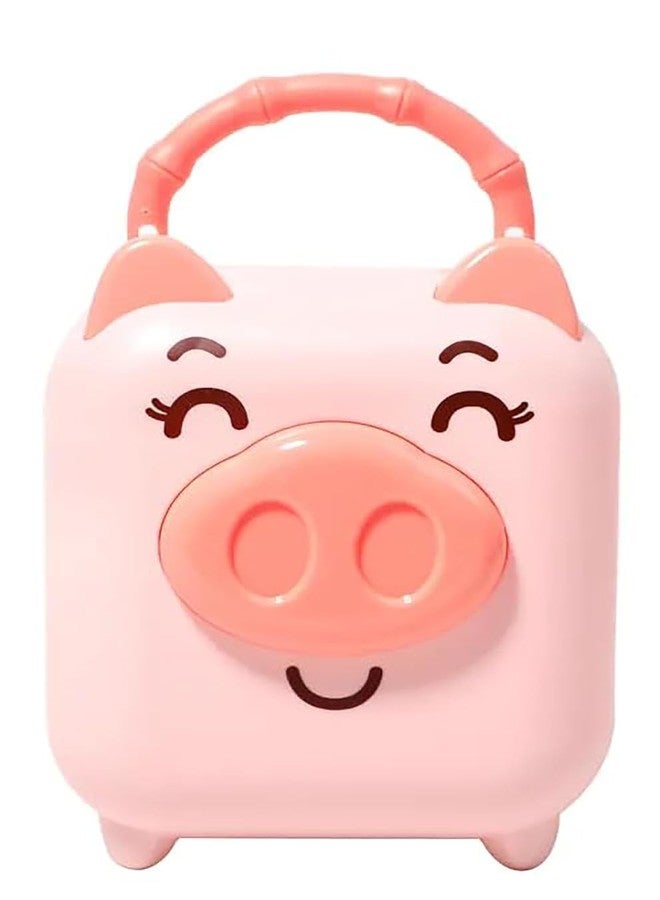 Crafty Cuddle Piggy Bank Pig Shape Coin Box, Money Saving Coin Bank with Key & Lock for Kids, Cartoon Money Bank Gulak for Money Bank for Kids Return Gifts for Kids (Pink) - Image 1